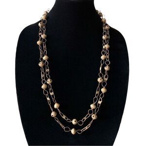 Vintage Brass Mexican Wedding Lasso Metal Bead Necklace